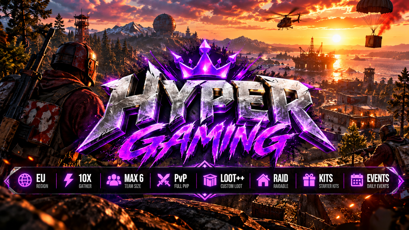 HyperGaming | EU | 10X|Max 6 | PvP| Loot++ |Raid|KitslEvents